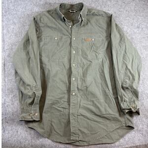 VINTAGE 90s Carhartt Button Down Shirt Mens Medium Green Work Rugged Outdoor Y2K